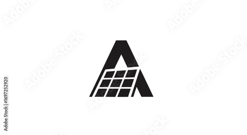 Letter A solar panel logo design illustration for renewable energy concept innovative technology