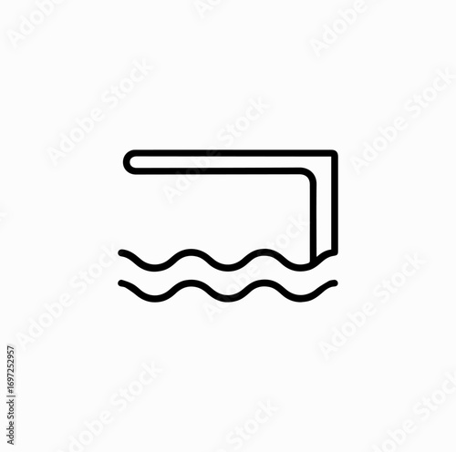 Diving Board Line Icon – Minimal Vector of Swimming Pool Jump Platform