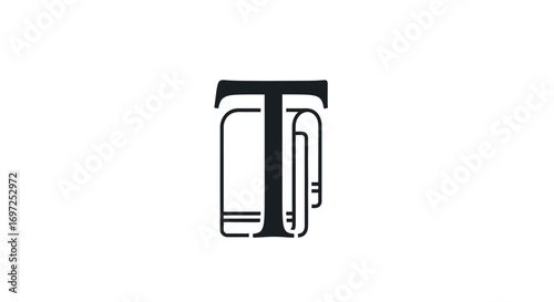 Elegant letter T and towel graphic illustration for laundry or cleaning services logo design
