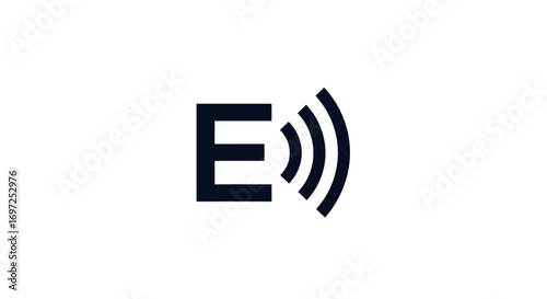 A sleek, modern logo design featuring the letter E with connectivity signal elements representing