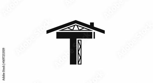 Monochrome logo featuring a roof element combined with the letter T for a construction or real