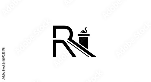 Creative black initial RN logo design concept with chimney smoke and modern typography