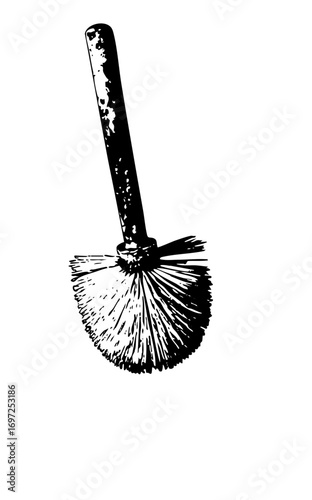 Vector Detailed of a cleaning brush with a long handle.