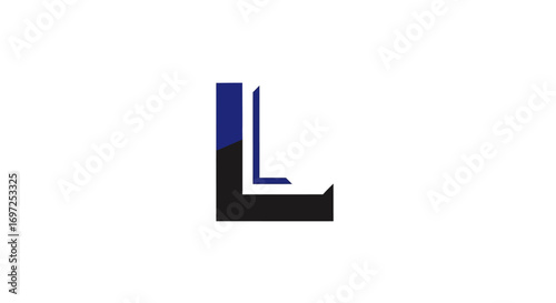 Geometric letter L design with blue and black color scheme for branding and modern designs