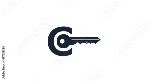 Modern secure access logo design depicting a key elegantly integrated into a target symbol