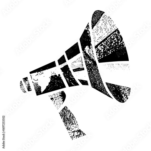 Vector Distressed megaphone conveys announcement or communication.