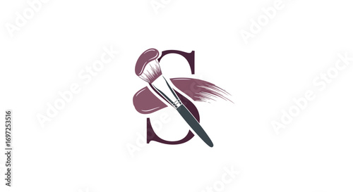 Sophisticated beauty: Elegant 'S' lettermark design featuring a professional makeup brush