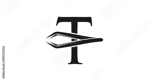 Elegant letter T and beauty tweezers logo design for skincare or cosmetics branding and promotion