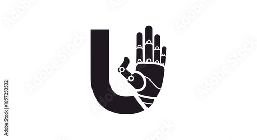 Innovative tech hand forming letter U for cutting edge technology solutions brand