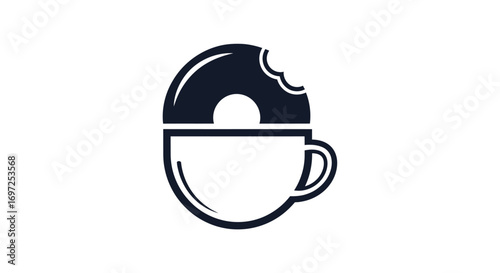 Whimsical coffee and donut combination logo for bakery or breakfast cafe branding concept