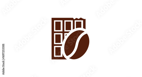 Minimalist chocolate bar and coffee bean illustration representing flavors pairing well together