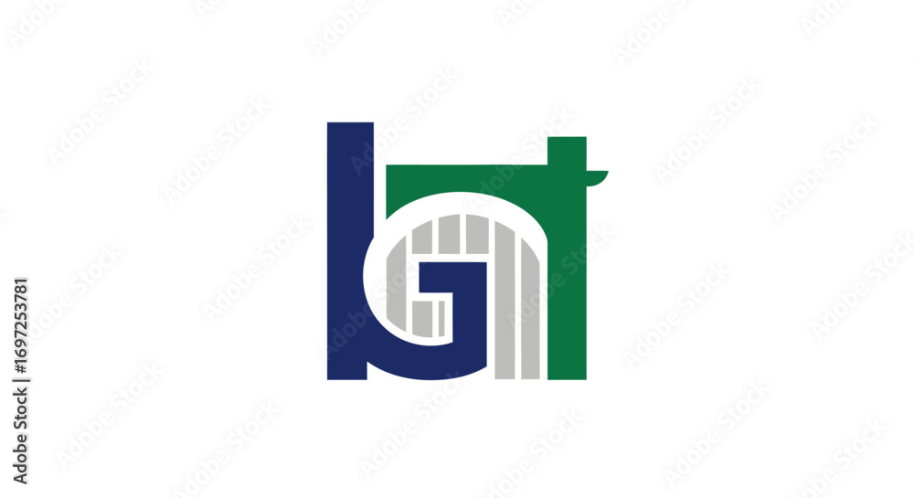 Fototapeta premium Innovative initials logo presenting combination of letters b, g, and t creating corporate identity