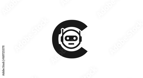 Elegant logo featuring a stylized robot head integrated within the letter 'C' design