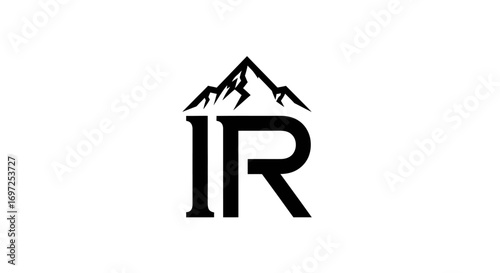 Creative IR initial logo with peak mountain, suitable for adventure or travel brand company