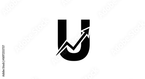 Letter U growth arrow logo, a financial uptrend concept, minimalist style for company identity