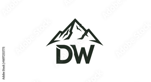 Monogram Logo Featuring a Majestic Mountain Peak Symbolizing Adventure and Exploration DW