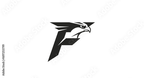 Bold Hawk Emblem: A Strong Symbol Combining Letter F with an Eagle's Fierce Gaze design