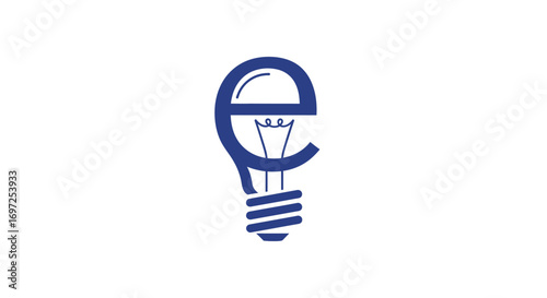 Illuminating innovation a blue lightbulb infused with the letter 'e' representing ideas and energy