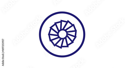 Stylized geometric turbine illustration with repeating blade design isolated on white background