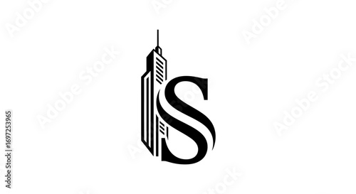 Elegant Letter S logo design with stylized skyscraper element for corporate identity