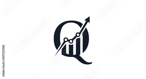Sophisticated financial growth logo featuring the letter Q and an upward trending graph