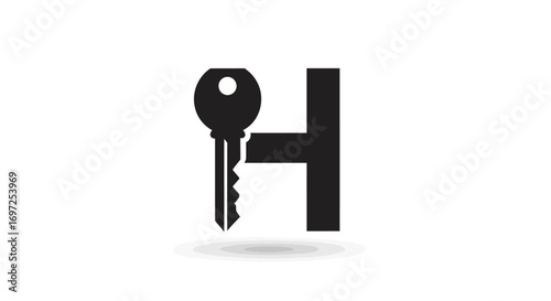 Innovative letter H key combination for logo design security real estate ventures