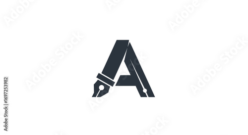 Elegant logo design featuring a letter 'A' creatively integrated with a fountain pen nib