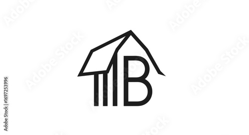 Elegant architecture logo combining letter B and stylized house shape design element