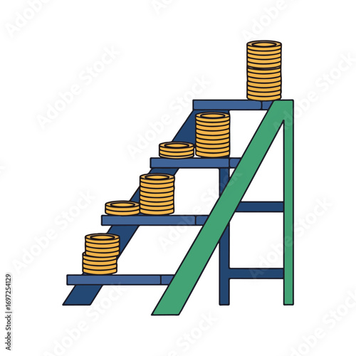 Climbing Ladder With Gold Coin Success