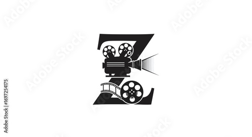 The letter Z with cinematic elements, a conceptual visual for the motion picture industry logo