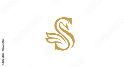 Elegant golden swan logo design featuring stylized letter S for luxury brand identity creation