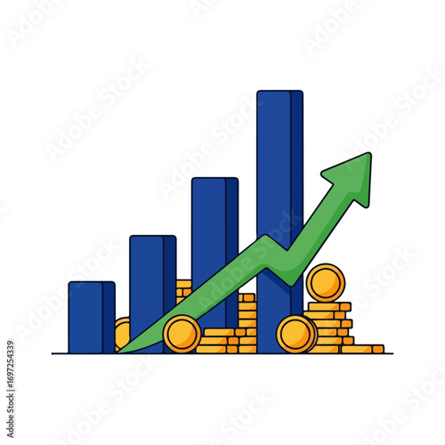 Financial Growth Chart With Arrow and Coins