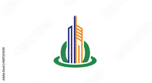 Abstract urban construction logo with sustainable architectural design concept