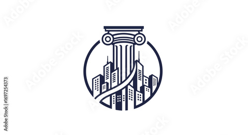 Architectural heritage and modern city blend in a unique symbol design
