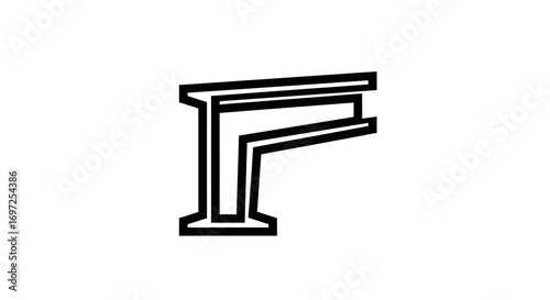 Abstract depiction of a sturdy steel beam structure in bold black line work