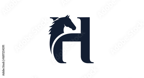 Elegant equine logo with letter H incorporation for brand identity and equestrian ventures
