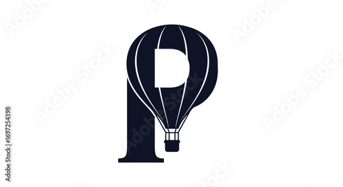 Letter P hot air balloon logo design, modern graphic mark with unique visual appeal