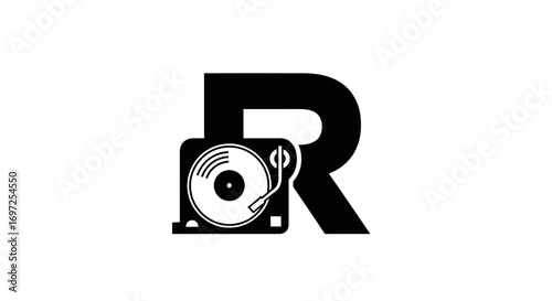 Stylish logo design featuring initial R and turntable silhouette for music industry branding
