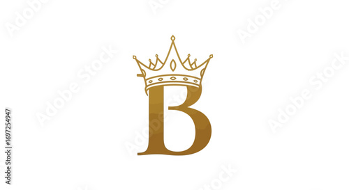 Elegant golden 'B' letter with a regal crown signifying luxury and sophistication symbol