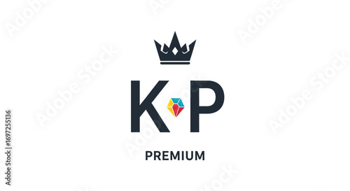 Elegant premium brand logo with a crown, initials, gem and refined design for commercial use