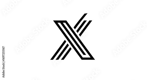 Geometric letter X logo composed of dynamic parallel lines forming a bold design