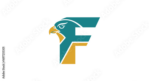 Creative falcon logo design combining a bird profile with the letter F seamlessly