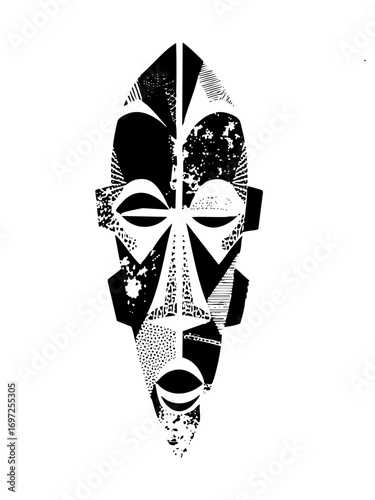 Vector Abstract African Mask with Geometric