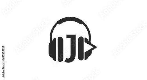 Abstract creative JJ letter logo concept headphones design for audio entertainment service
