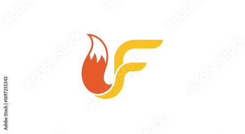 Abstract logo design featuring a fox tail combined with letter F in a modern and sleek style
