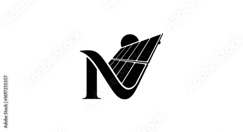 Innovative design integrating solar panel technology with the letter N monogram concept