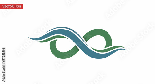 Stylized flowing infinity symbol with nature-inspired color for brand identity design