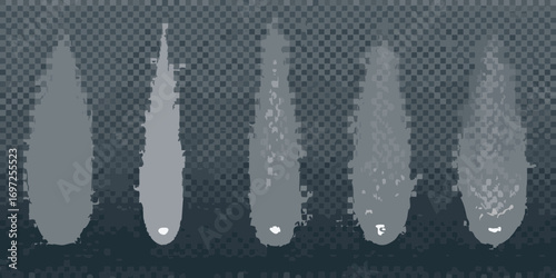 Five abstract vertical light beams with textured effects and subtle color variations on a dark background