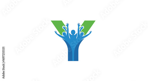 Abstract logo design symbolizing community support and growth with vibrant colors