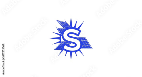 Innovative 'S' Letter Logo with Solar Panel Symbolism Representing Sustainable Energy Solutions
